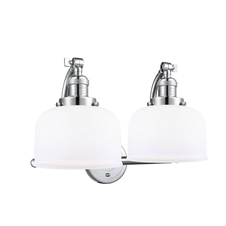 A large image of the Innovations Lighting 515-2W Large Bell Polished Chrome / Matte White Cased