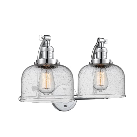 A large image of the Innovations Lighting 515-2W Large Bell Polished Chrome / Seedy