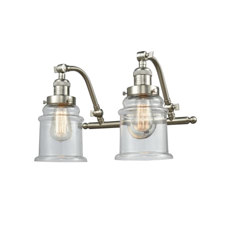 A large image of the Innovations Lighting 515-2W Canton Satin Brushed Nickel / Clear