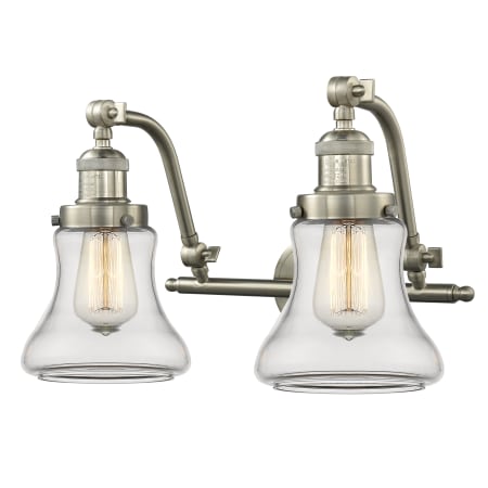 A large image of the Innovations Lighting 515-2W Bellmont Satin Brushed Nickel / Clear