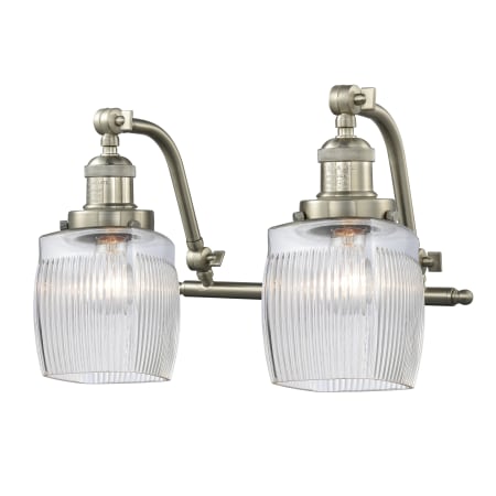 A large image of the Innovations Lighting 515-2W Colton Brushed Satin Nickel / Clear