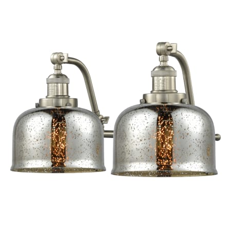 A large image of the Innovations Lighting 515-2W Large Bell Brushed Satin Nickel / Silver Plated Mercury