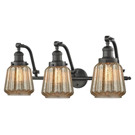 A large image of the Innovations Lighting 515-3W Chatham Oiled Rubbed Bronze / Mercury Fluted