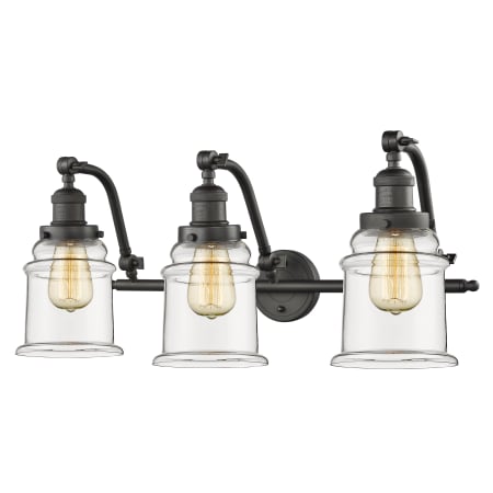 A large image of the Innovations Lighting 515-3W Canton Oiled Rubbed Bronze / Clear