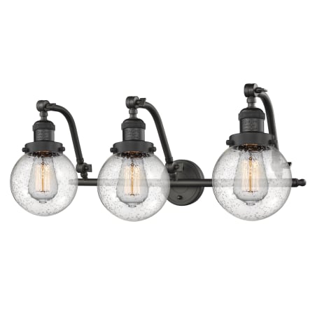 A large image of the Innovations Lighting 515-3W-6 Beacon Oil Rubbed Bronze / Seedy