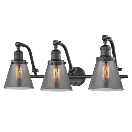 A large image of the Innovations Lighting 515-3W Small Cone Oiled Rubbed Bronze / Smoked