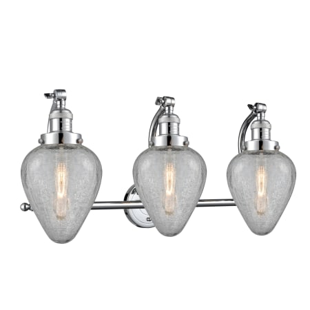 A large image of the Innovations Lighting 515-3W Geneseo Polished Chrome / Clear Crackle