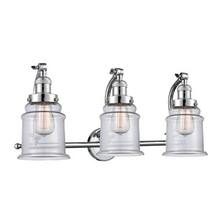 A large image of the Innovations Lighting 515-3W Canton Polished Chrome / Clear