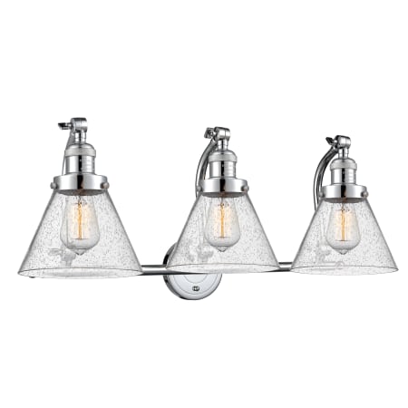 A large image of the Innovations Lighting 515-3W Large Cone Polished Chrome / Seedy