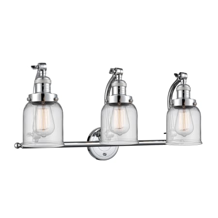 A large image of the Innovations Lighting 515-3W Small Bell Polished Chrome / Clear