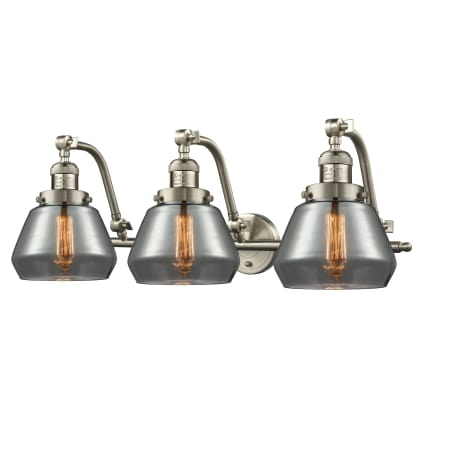 A large image of the Innovations Lighting 515-3W Fulton Satin Brushed Nickel / Smoked