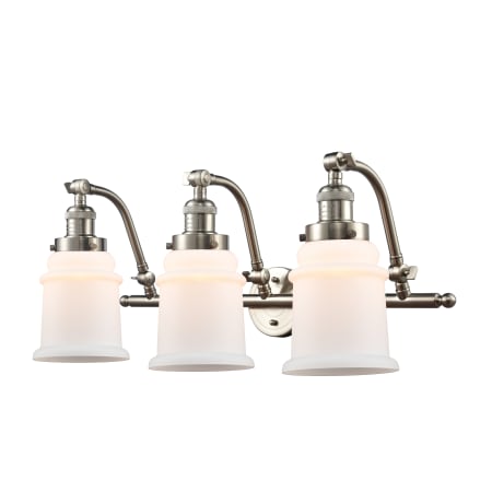 A large image of the Innovations Lighting 515-3W Canton Brushed Satin Nickel / Matte White