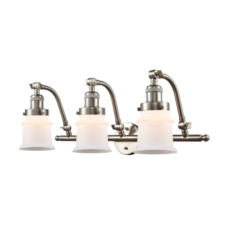 A large image of the Innovations Lighting 515-3W Small Canton Brushed Satin Nickel / Matte White