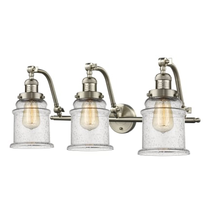 A large image of the Innovations Lighting 515-3W Canton Satin Brushed Nickel / Seedy