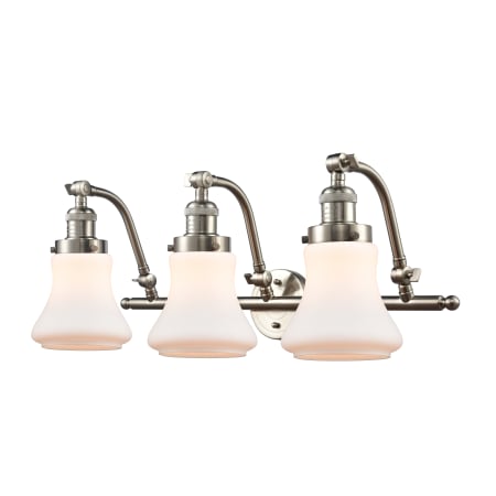 A large image of the Innovations Lighting 515-3W Bellmont Brushed Satin Nickel / Matte White