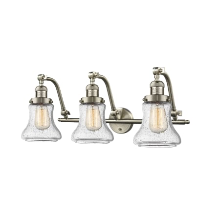 A large image of the Innovations Lighting 515-3W Bellmont Satin Brushed Nickel / Seedy