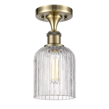 A large image of the Innovations Lighting 516-1C-11-5 Bridal Veil Semi-Flush Antique Brass