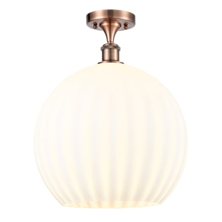 A large image of the Innovations Lighting 516-1C-18-14 White Venetian Semi-Flush Antique Copper