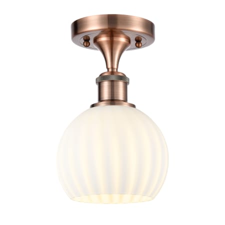 A large image of the Innovations Lighting 516-1C-10-6 White Venetian Semi-Flush Antique Copper