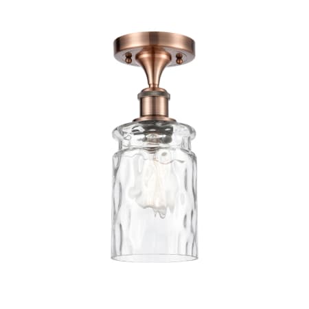 A large image of the Innovations Lighting 516 Candor Antique Copper / Clear Waterglass