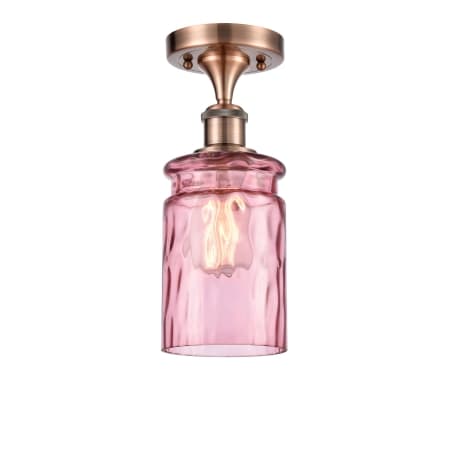 A large image of the Innovations Lighting 516 Candor Antique Copper / Sweet Lilac Waterglass