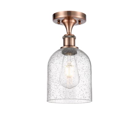 A large image of the Innovations Lighting 516-1C-11-6 Bella Semi-Flush Antique Copper / Seedy