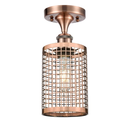 A large image of the Innovations Lighting 516-1C-12-5 Nestbrook Semi-Flush Antique Copper