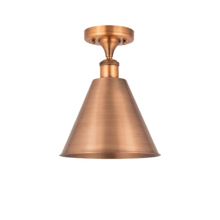 A large image of the Innovations Lighting 516-1C-15-12 Ballston Semi-Flush Antique Copper