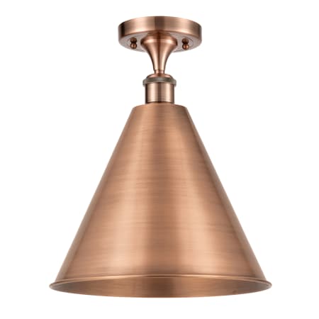 A large image of the Innovations Lighting 516-1C-19-16 Ballston Semi-Flush Antique Copper