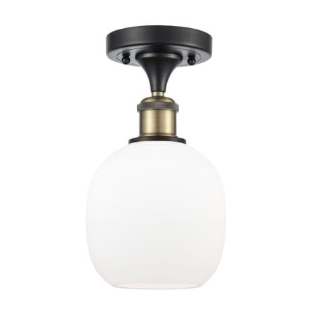 A large image of the Innovations Lighting 516 Belfast Black Antique Brass / Matte White