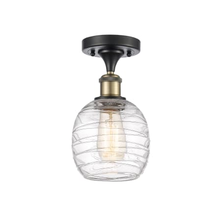 A large image of the Innovations Lighting 516-1C-11-6 Belfast Semi-Flush Black Antique Brass / Deco Swirl