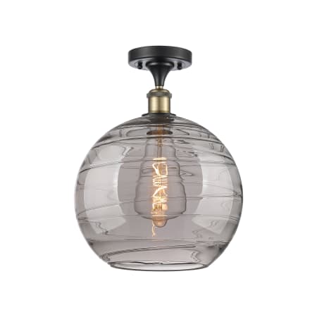 A large image of the Innovations Lighting 516-1C-15-12 Athens Semi-Flush Black Antique Brass