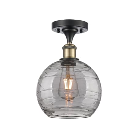 A large image of the Innovations Lighting 516-1C-12-8 Athens Semi-Flush Black Antique Brass