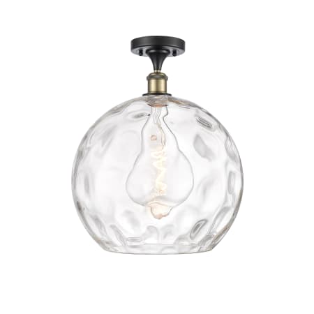 A large image of the Innovations Lighting 516-1C-17-14 Athens Semi-Flush Black Antique Brass / Clear Water Glass