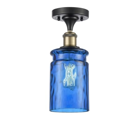A large image of the Innovations Lighting 516 Candor Black Antique Brass / Princess Blue Waterglass