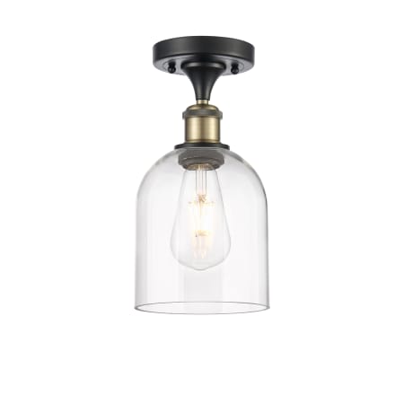 A large image of the Innovations Lighting 516-1C-11-6 Bella Semi-Flush Black Antique Brass / Clear