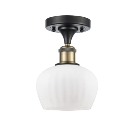 A large image of the Innovations Lighting 516 Fenton Black Antique Brass / Matte White
