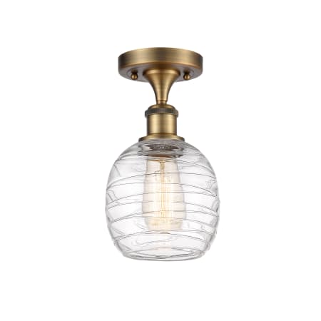 A large image of the Innovations Lighting 516-1C-11-6 Belfast Semi-Flush Brushed Brass / Deco Swirl