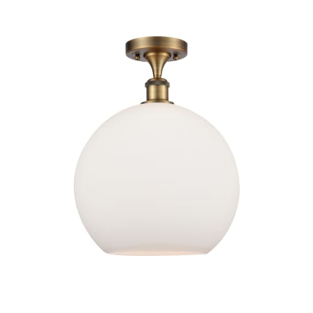 A large image of the Innovations Lighting 516-1C-16-12 Athens Semi-Flush Brushed Brass / Matte White