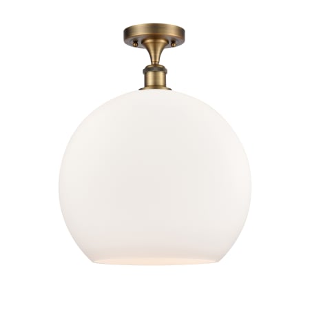A large image of the Innovations Lighting 516-1C-18-14 Athens Semi-Flush Brushed Brass / Matte White