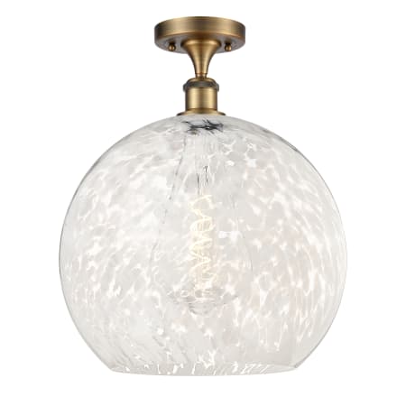 A large image of the Innovations Lighting 516-1C-18-14 White Mouchette Semi-Flush Brushed Brass