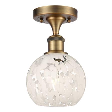 A large image of the Innovations Lighting 516-1C-10-6 White Mouchette Semi-Flush Brushed Brass