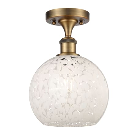 A large image of the Innovations Lighting 516-1C-12-8 White Mouchette Semi-Flush Brushed Brass