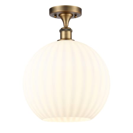 A large image of the Innovations Lighting 516-1C-15-12 White Venetian Semi-Flush Brushed Brass