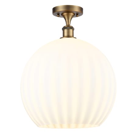 A large image of the Innovations Lighting 516-1C-18-14 White Venetian Semi-Flush Brushed Brass