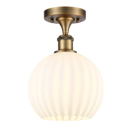 A large image of the Innovations Lighting 516-1C-12-8 White Venetian Semi-Flush Brushed Brass