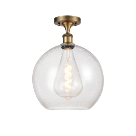 A large image of the Innovations Lighting 516-1C-16-12 Athens Semi-Flush Brushed Brass / Seedy
