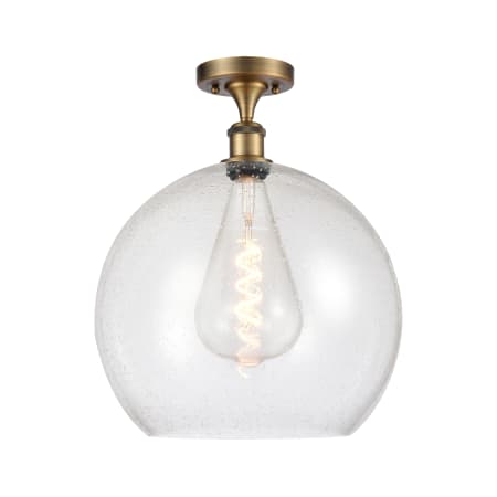 A large image of the Innovations Lighting 516-1C-18-14 Athens Semi-Flush Brushed Brass / Seedy