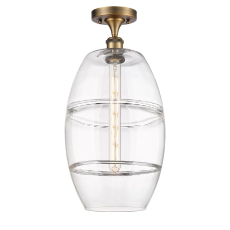 A large image of the Innovations Lighting 516-1C-20-10 Vaz Semi-Flush Brushed Brass / Clear