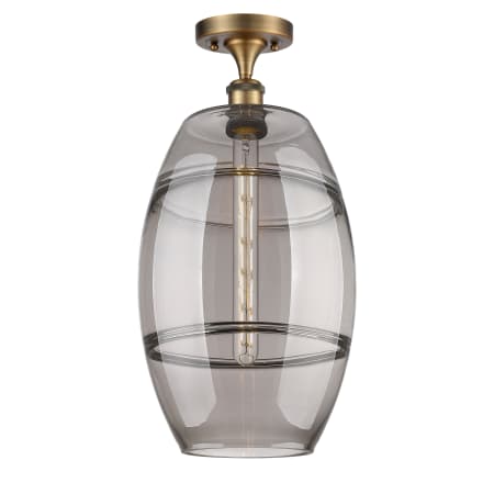 A large image of the Innovations Lighting 516-1C-20-10 Vaz Semi-Flush Brushed Brass / Smoked